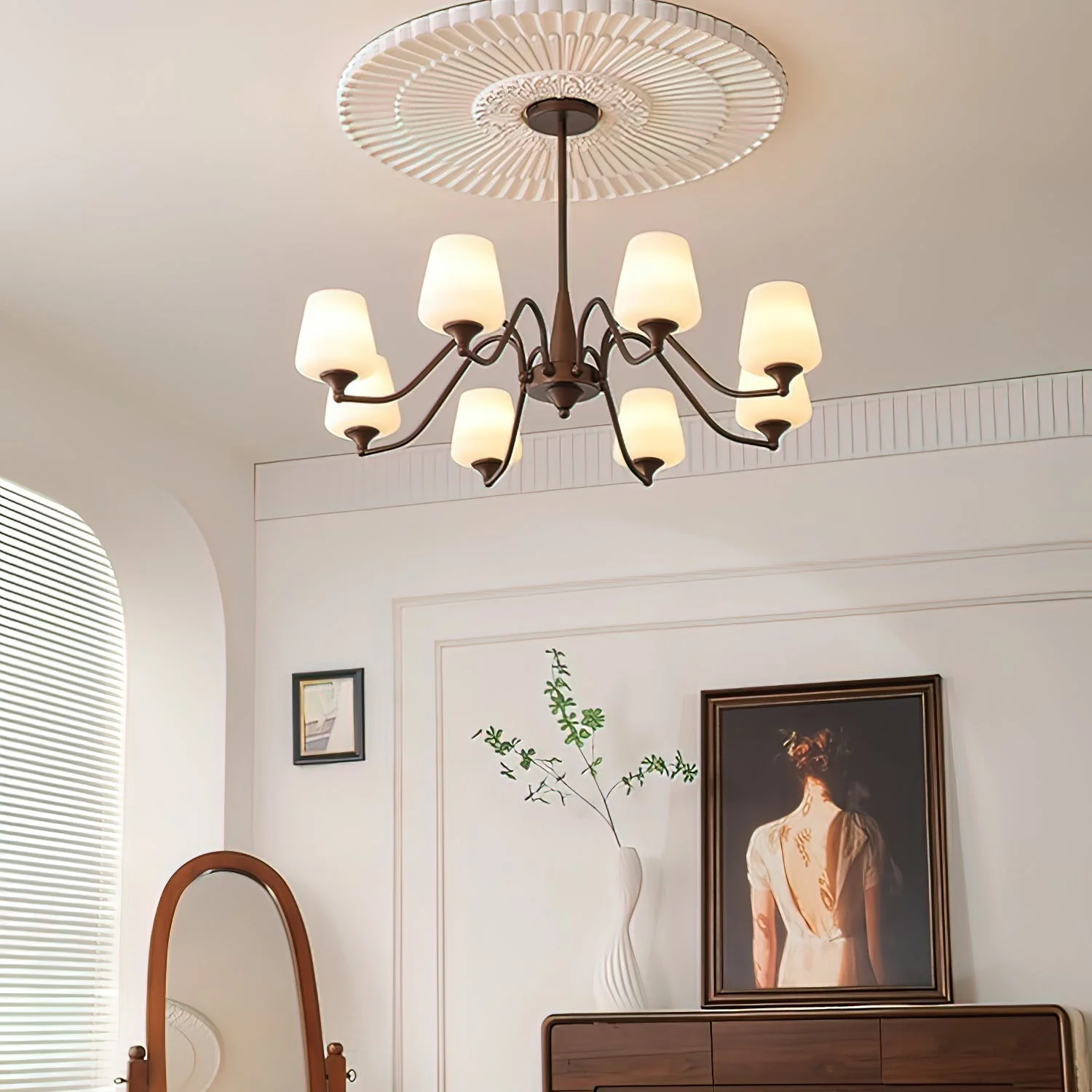 Aurora Chandelier Frosted Glass Shades - Image 2