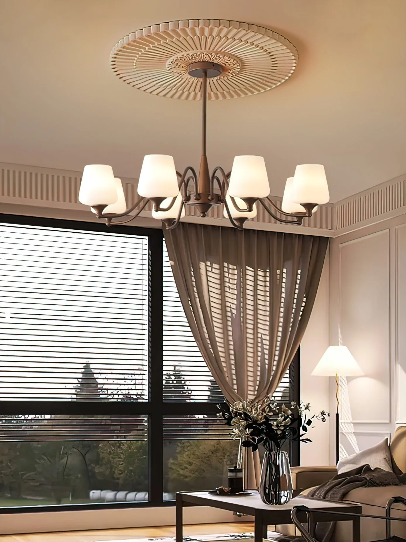 Aurora Chandelier Frosted Glass Shades - Image 21