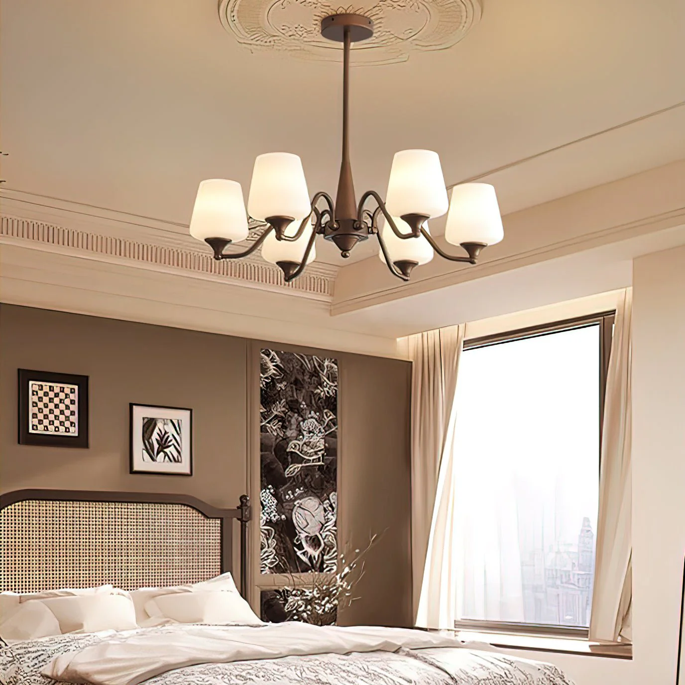 Aurora Chandelier Frosted Glass Shades - Image 23