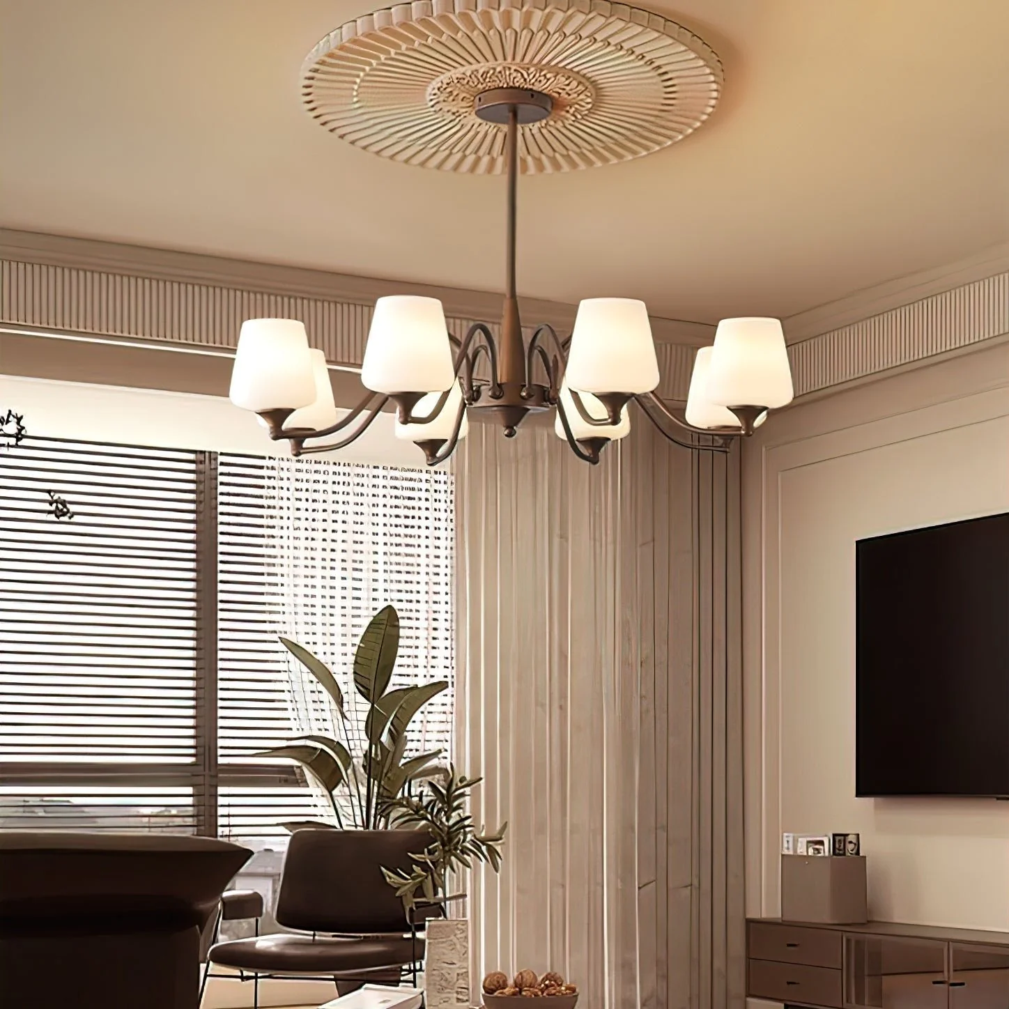 Aurora Chandelier Frosted Glass Shades - Image 24