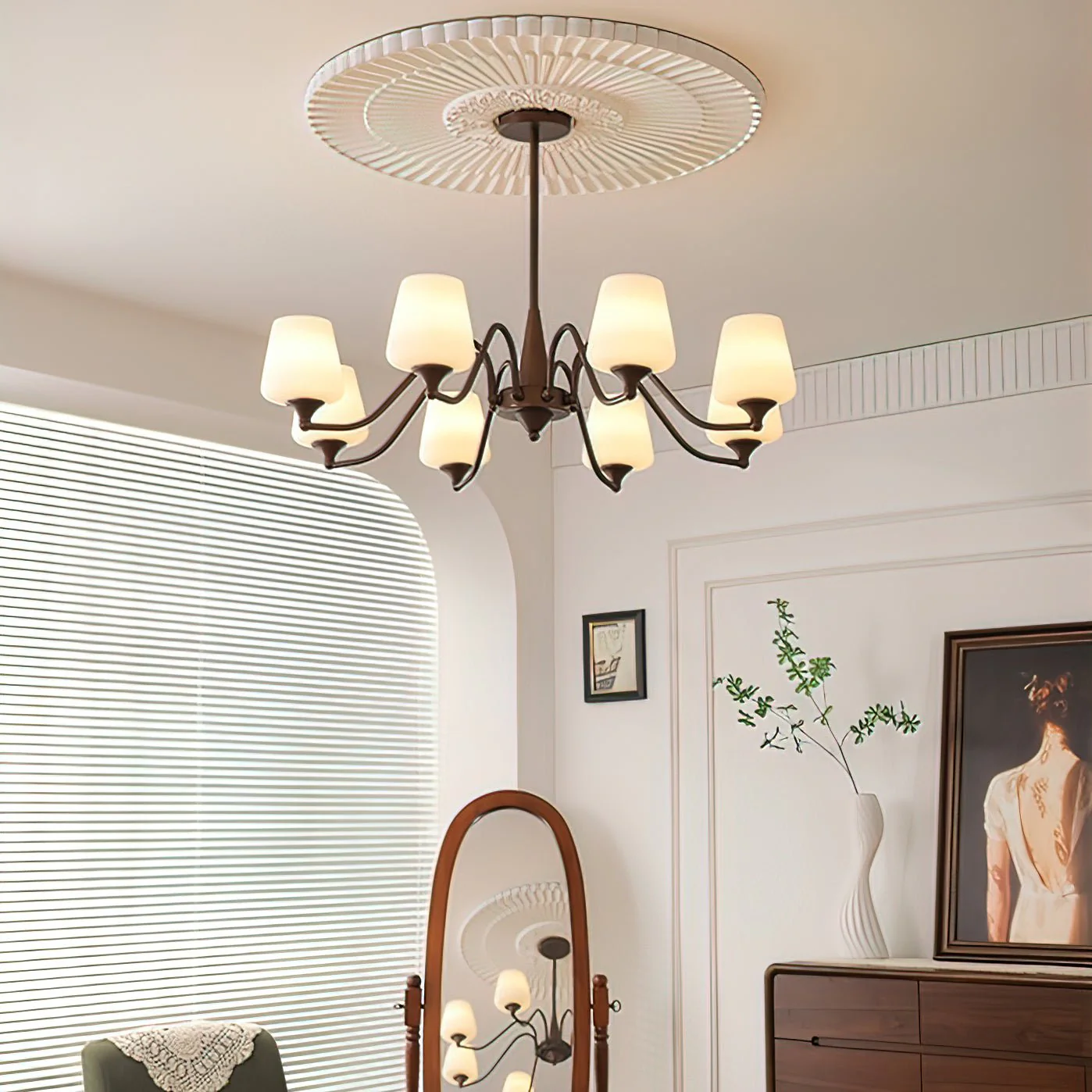 Aurora Chandelier Frosted Glass Shades - Image 26