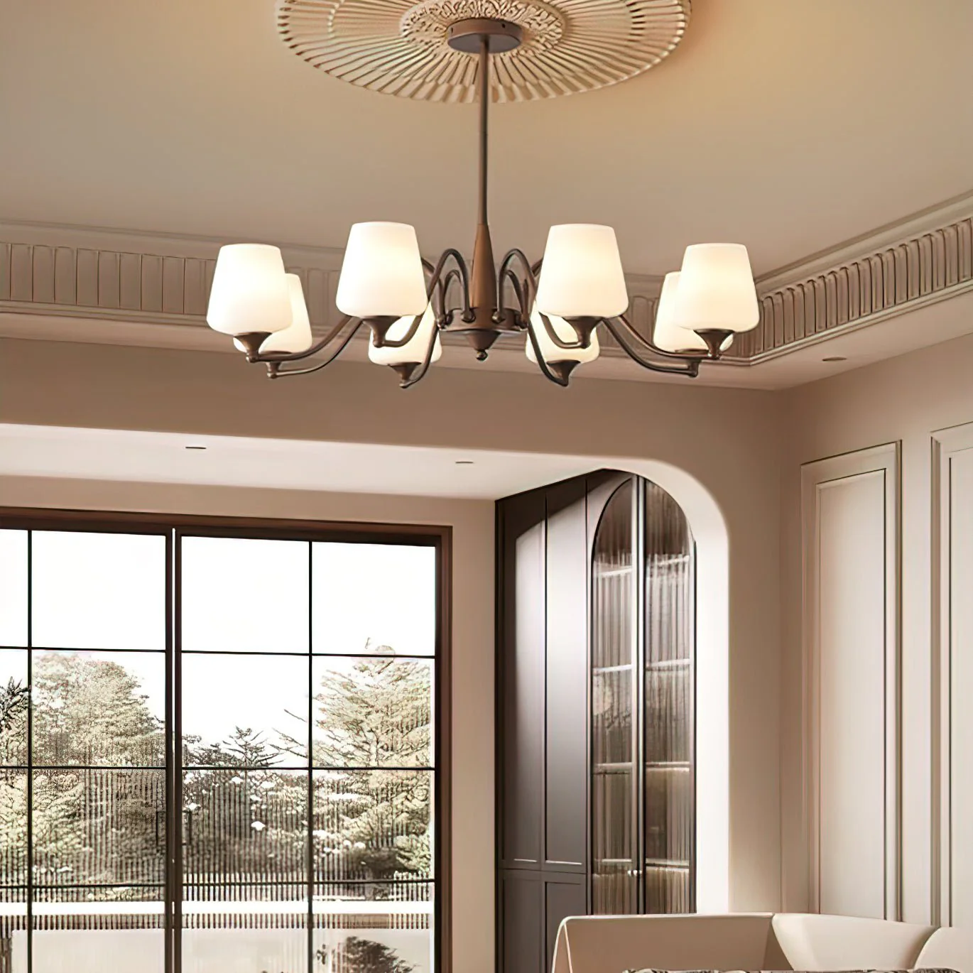 Aurora Chandelier Frosted Glass Shades - Image 27