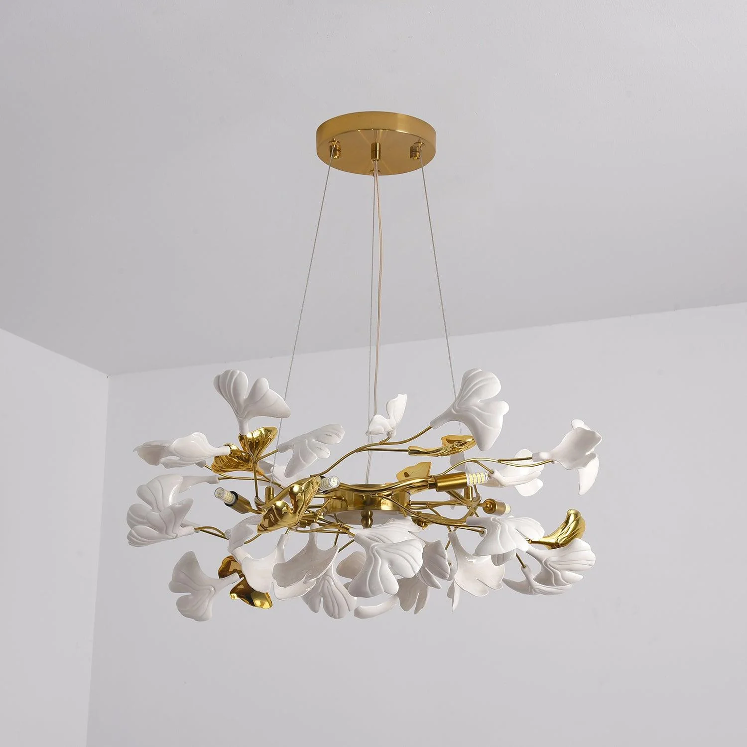 Aurora Chandelier Ginkgo Leaf Ceramic Sculptural - Image 10