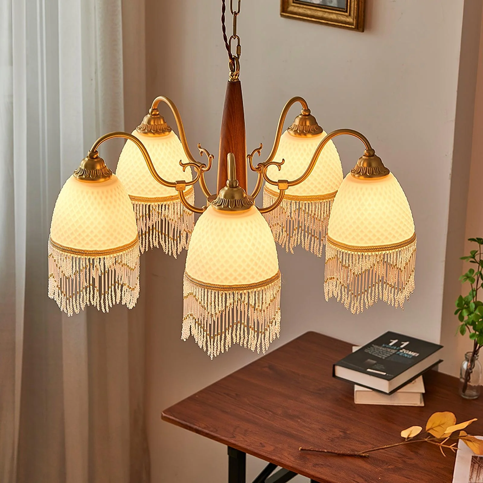 Aurora Chandelier Tassel Glass Vintage - Image 4