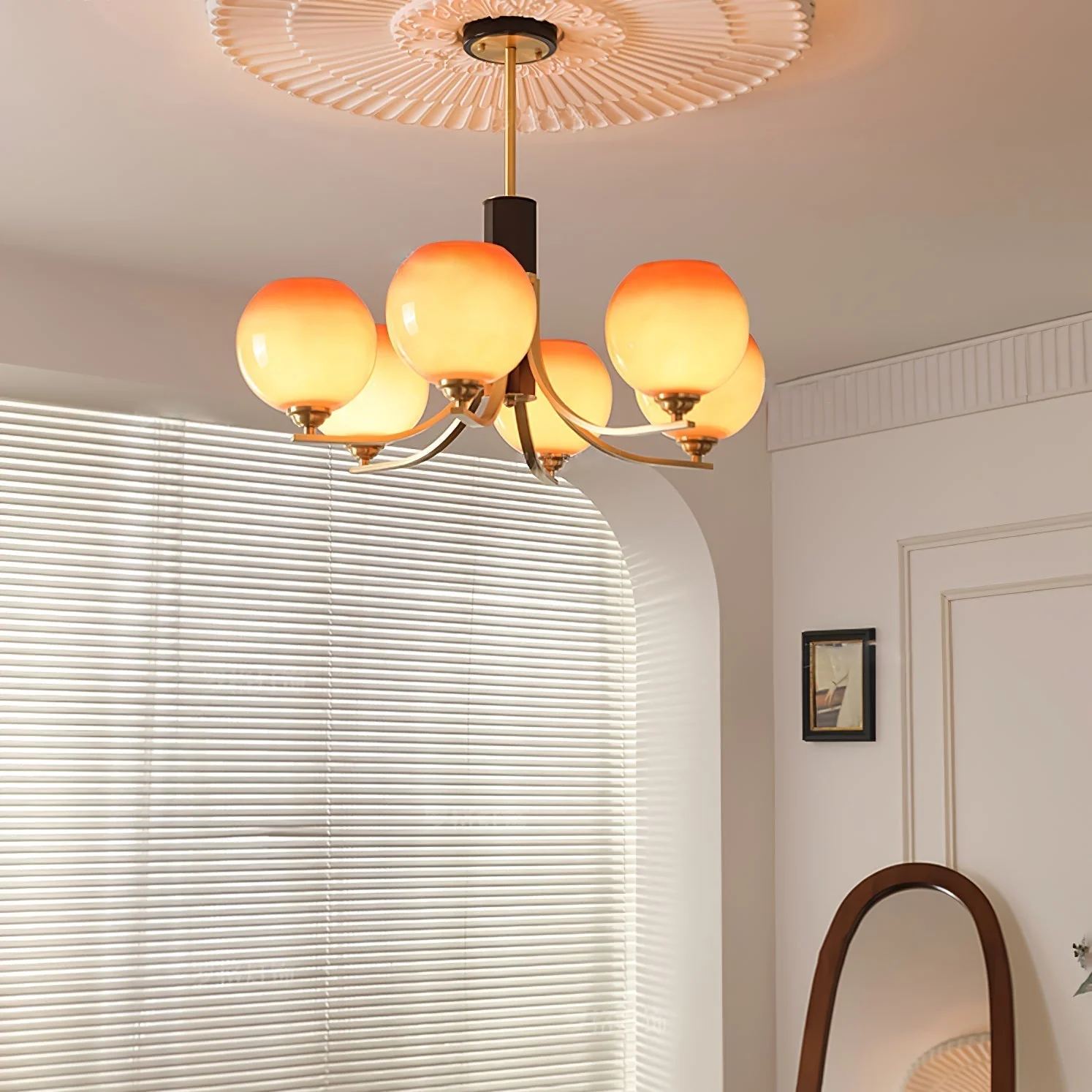 Aurora Chandelier Vintage Caramel Globe - Image 19