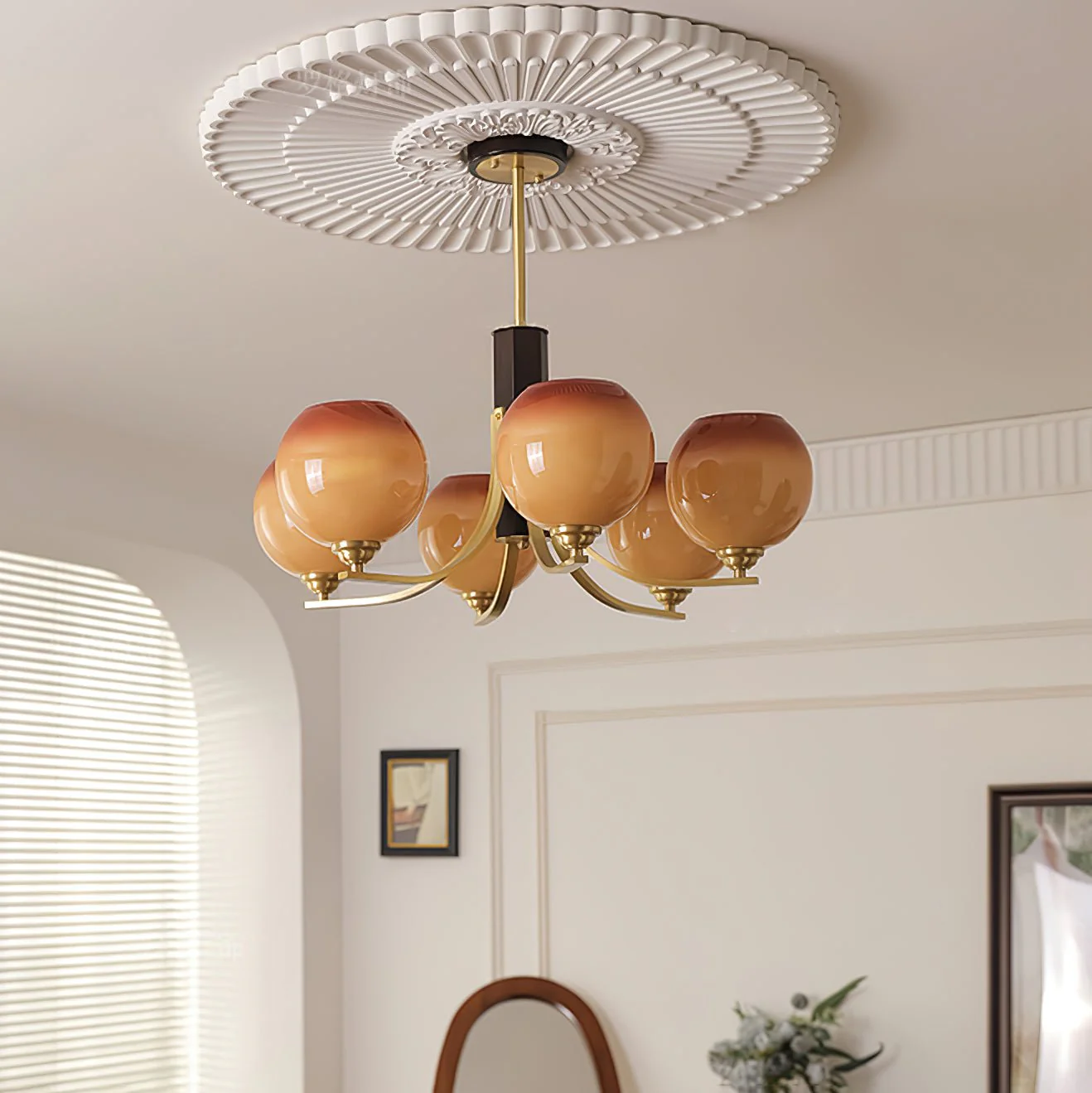 Aurora Chandelier Vintage Caramel Globe - Image 7