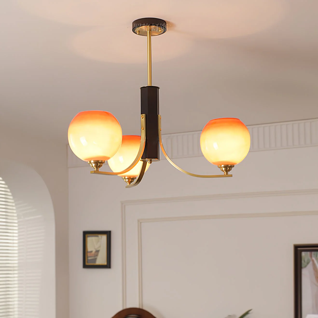 Aurora Chandelier Vintage Caramel Globe - Image 9