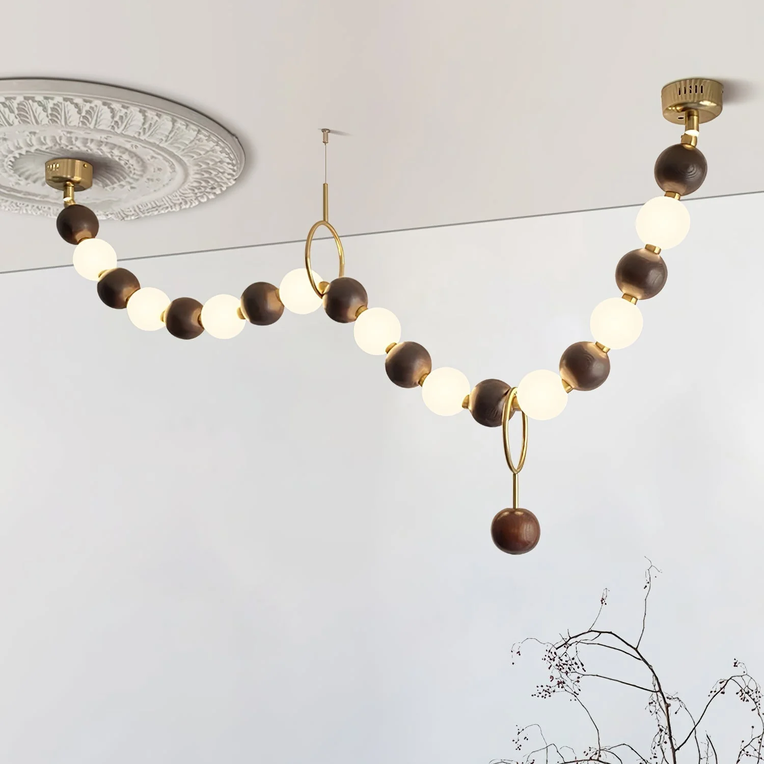 Aurora Chandelier Walnut Bead Necklace - Image 19