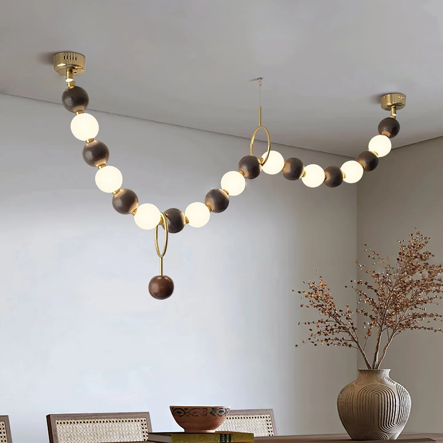 Aurora Chandelier Walnut Bead Necklace - Image 7