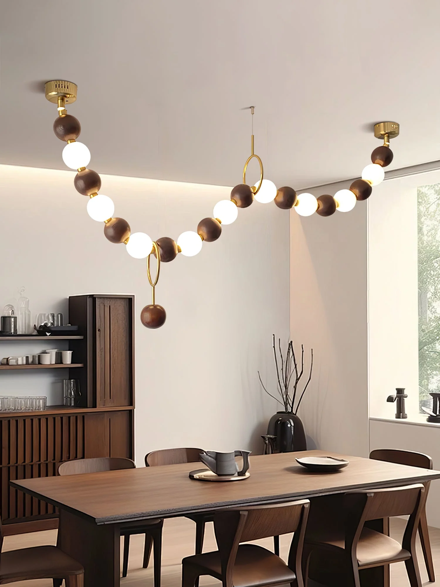 Aurora Chandelier Walnut Bead Necklace - Image 8