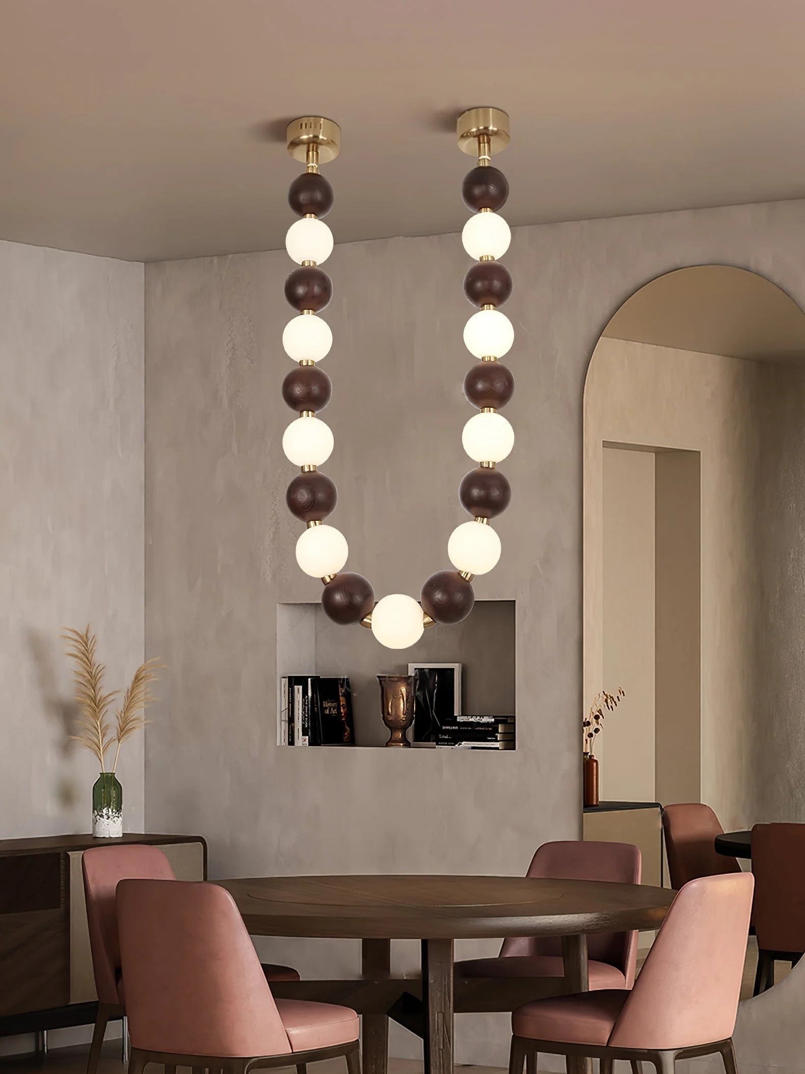 Aurora Chandelier Walnut Bead Necklace - Image 9