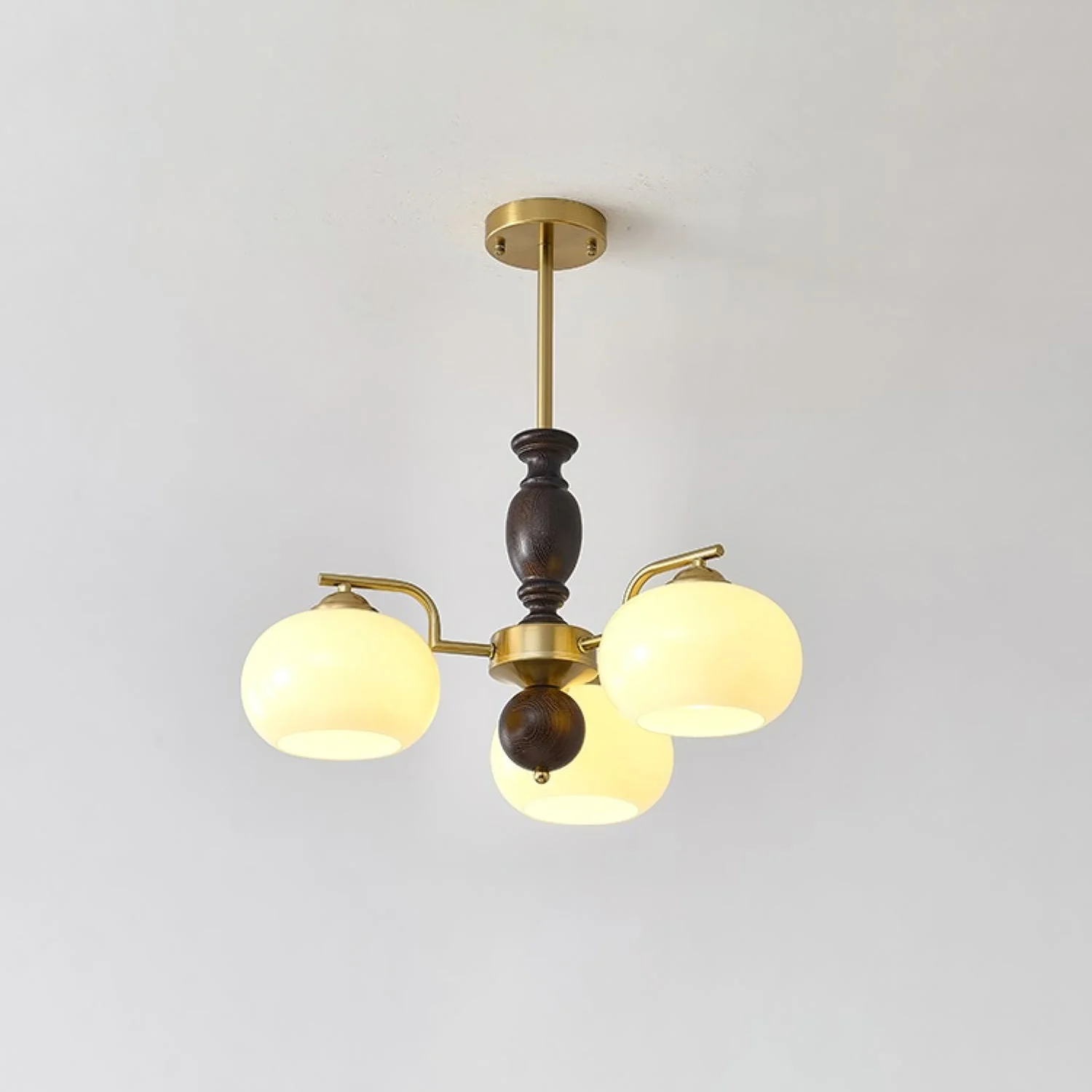 Aurora Chandelier Walnut Beige Orb - Image 17