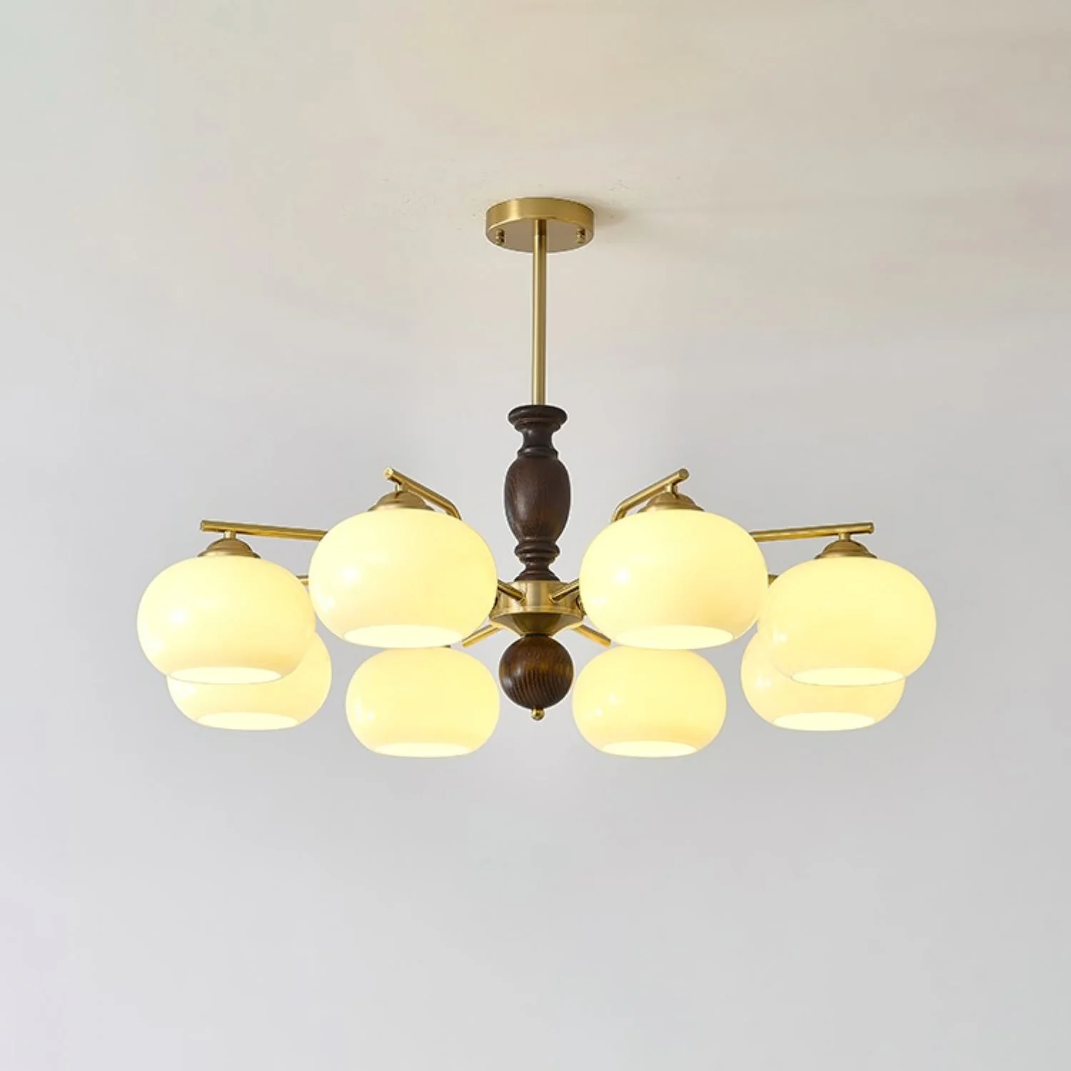 Aurora Chandelier Walnut Beige Orb - Image 2