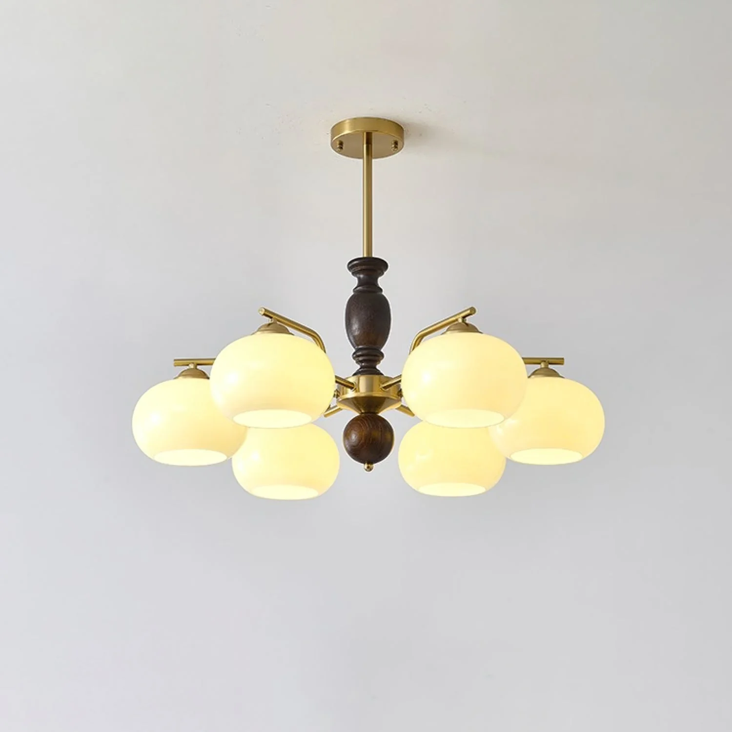 Aurora Chandelier Walnut Beige Orb - Image 7