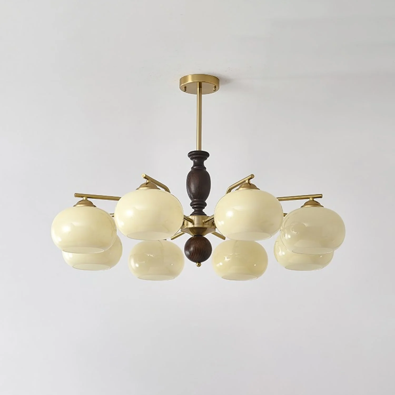 Aurora Chandelier Walnut Beige Orb - Image 8