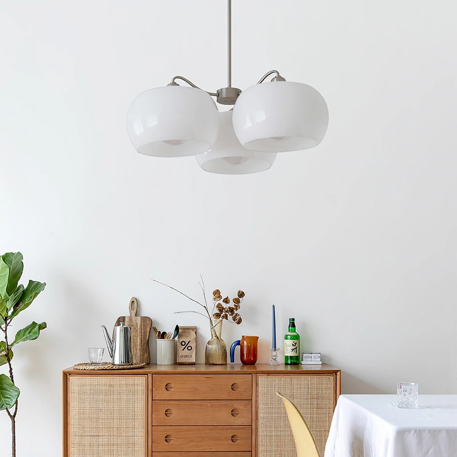 Aurora Chandelier White Glass Persimmon Shape - Image 11