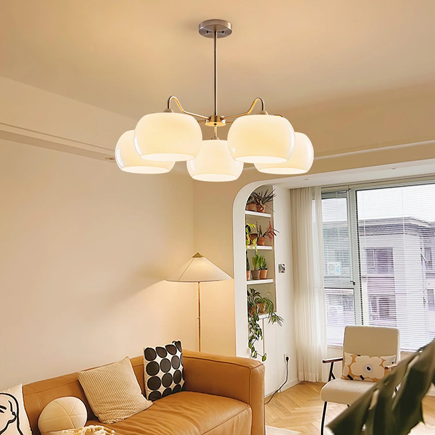 Aurora Chandelier White Glass Persimmon Shape - Image 31