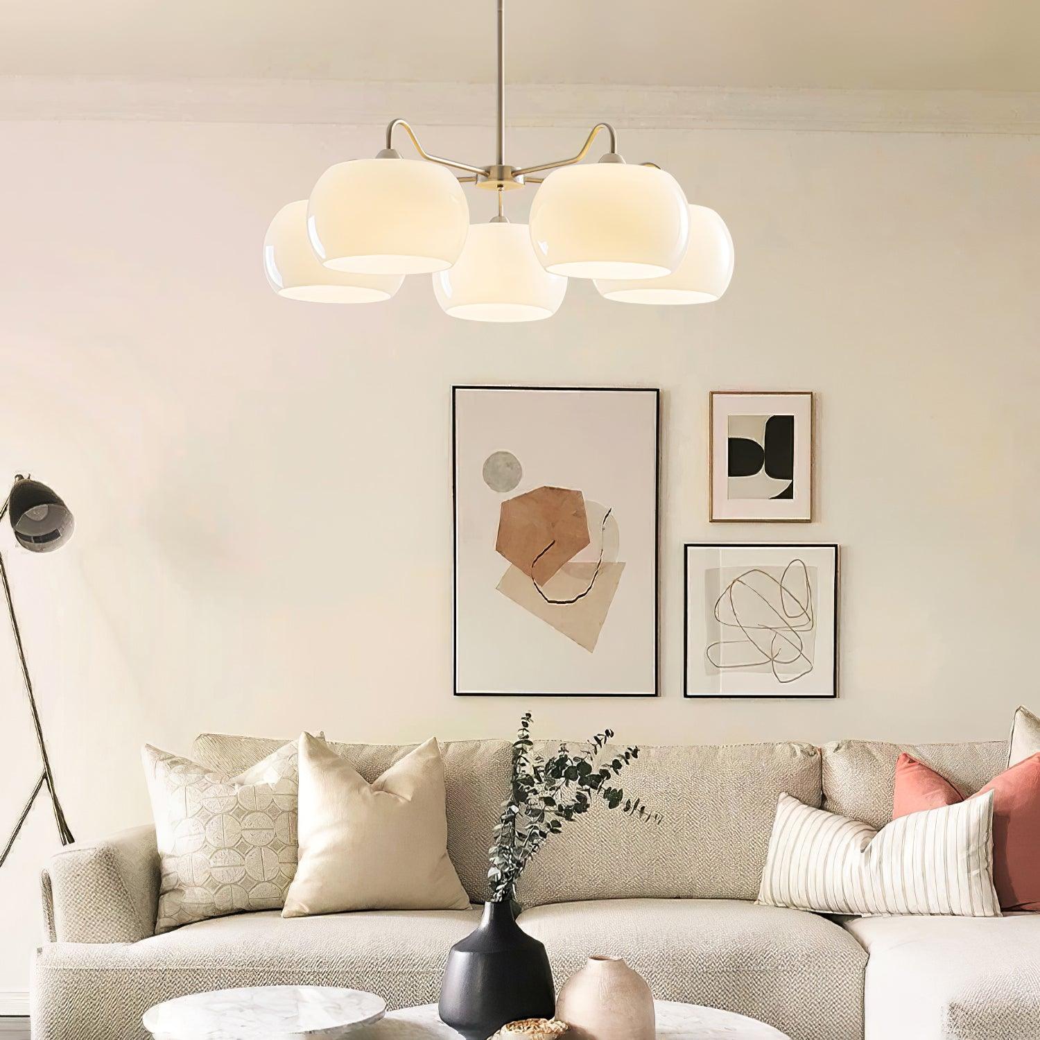Aurora Chandelier White Glass Persimmon Shape - Image 40