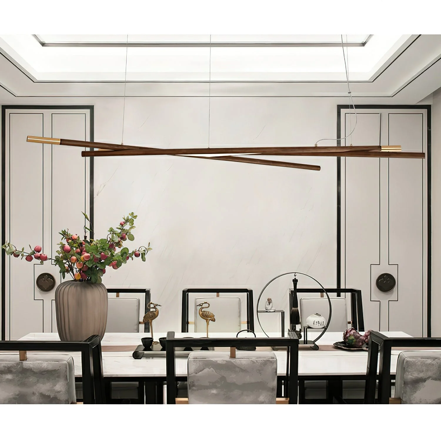 Aurora Chandelier Wooden Linear LED - Image 11