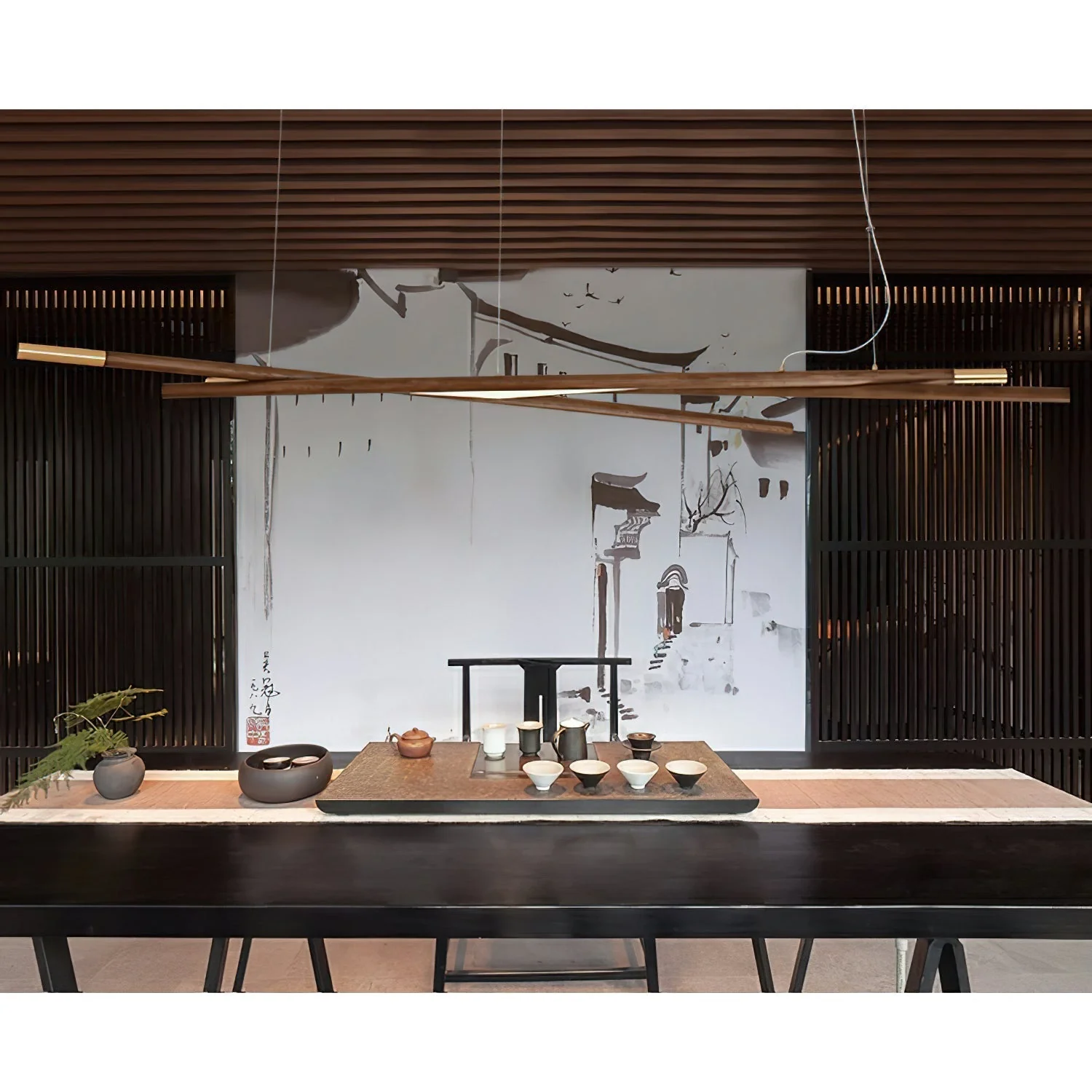 Aurora Chandelier Wooden Linear LED - Image 13