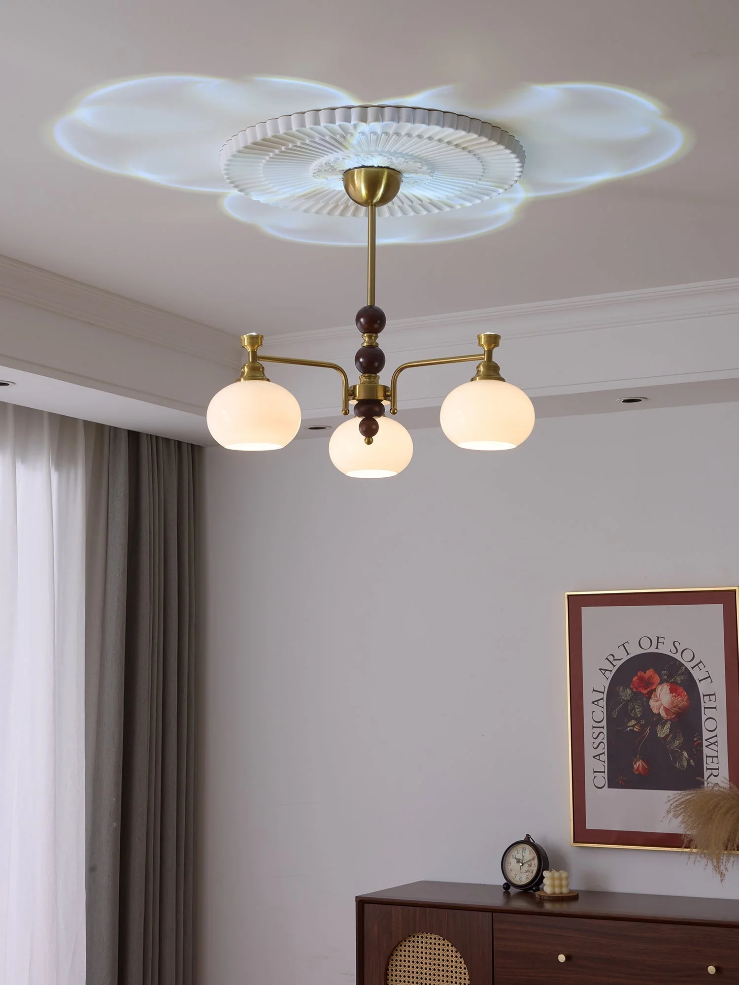 Aursolos Traditional Elegance Wood Glass Chandelier - Image 10