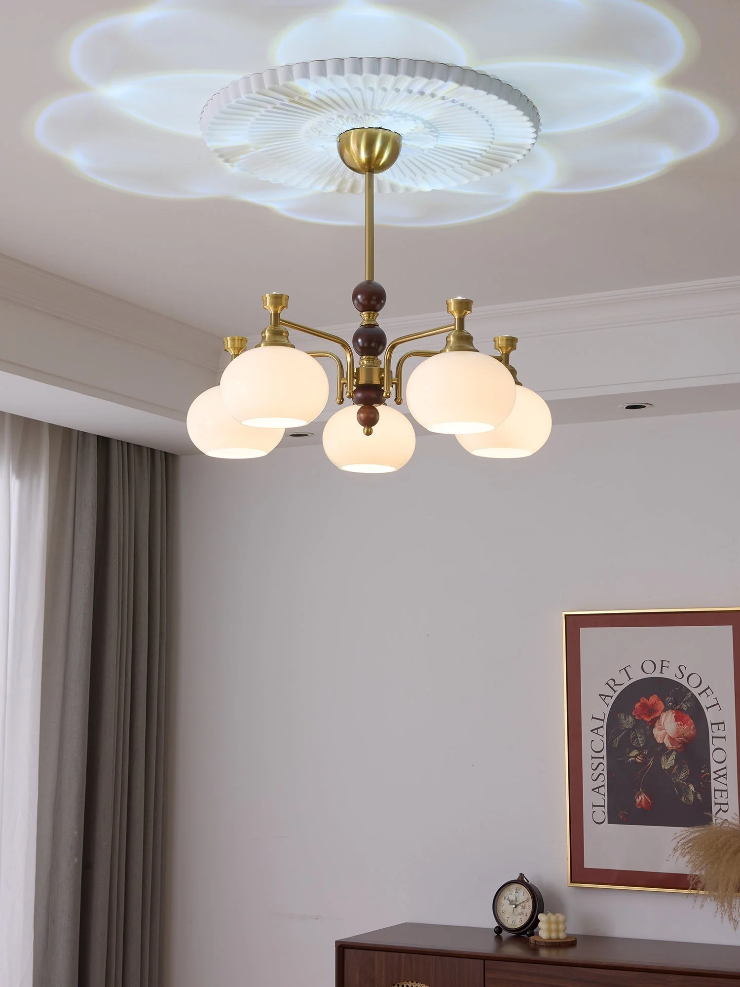 Aursolos Traditional Elegance Wood Glass Chandelier - Image 14