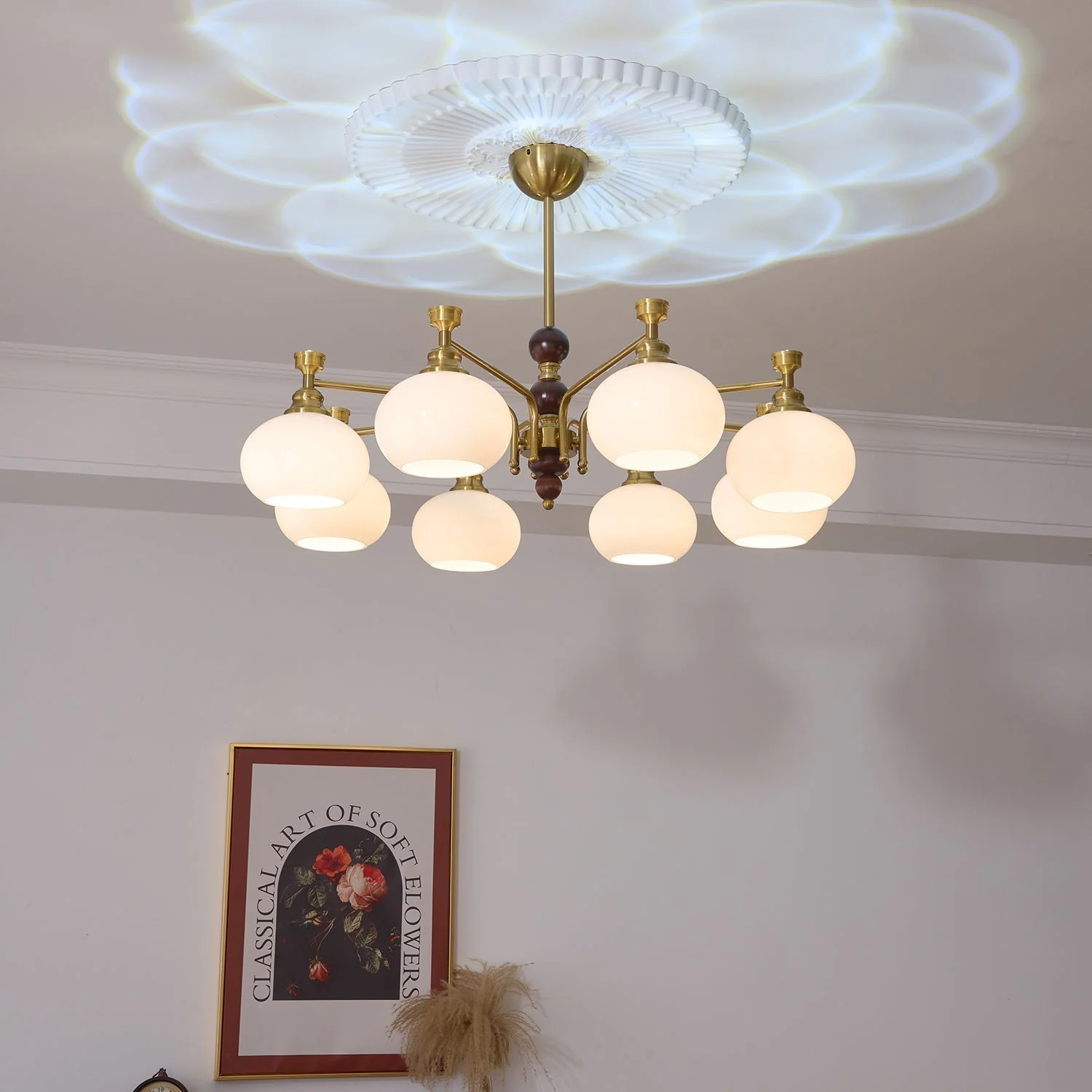 Aursolos Traditional Elegance Wood Glass Chandelier - Image 19