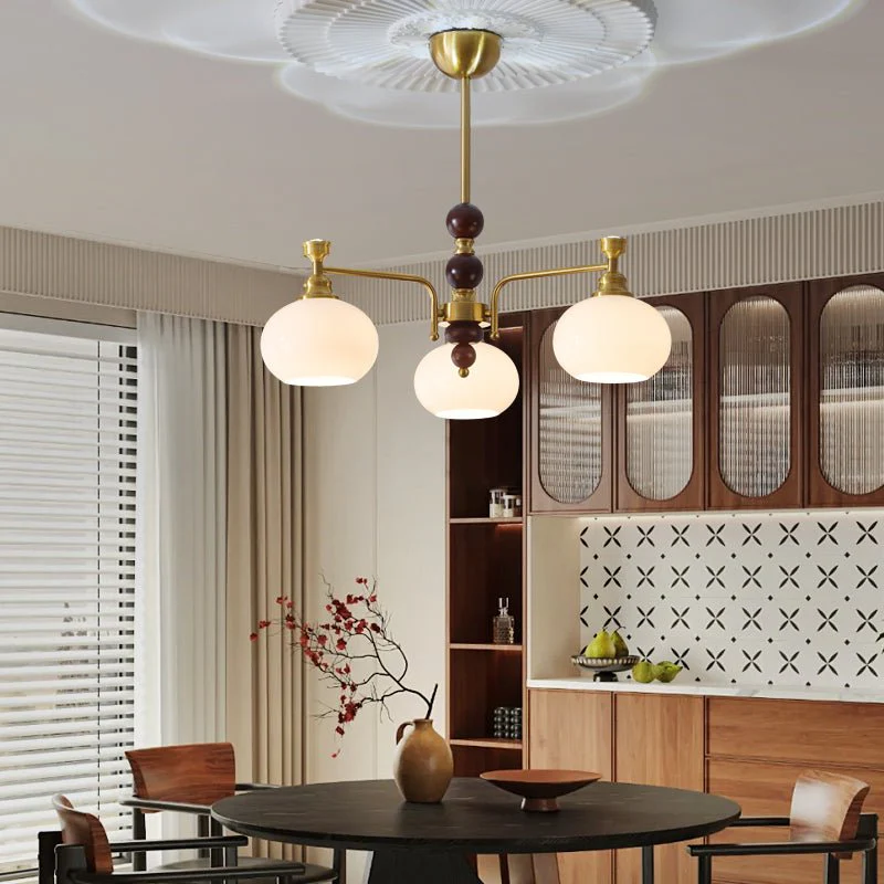Aursolos Traditional Elegance Wood Glass Chandelier - Image 2