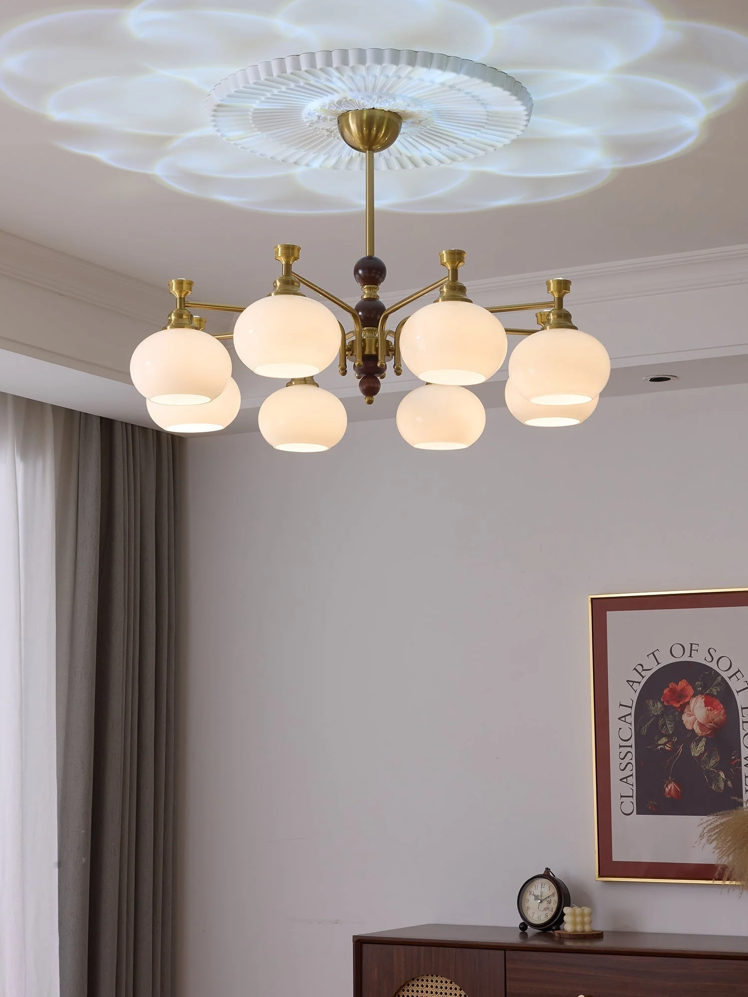 Aursolos Traditional Elegance Wood Glass Chandelier - Image 21