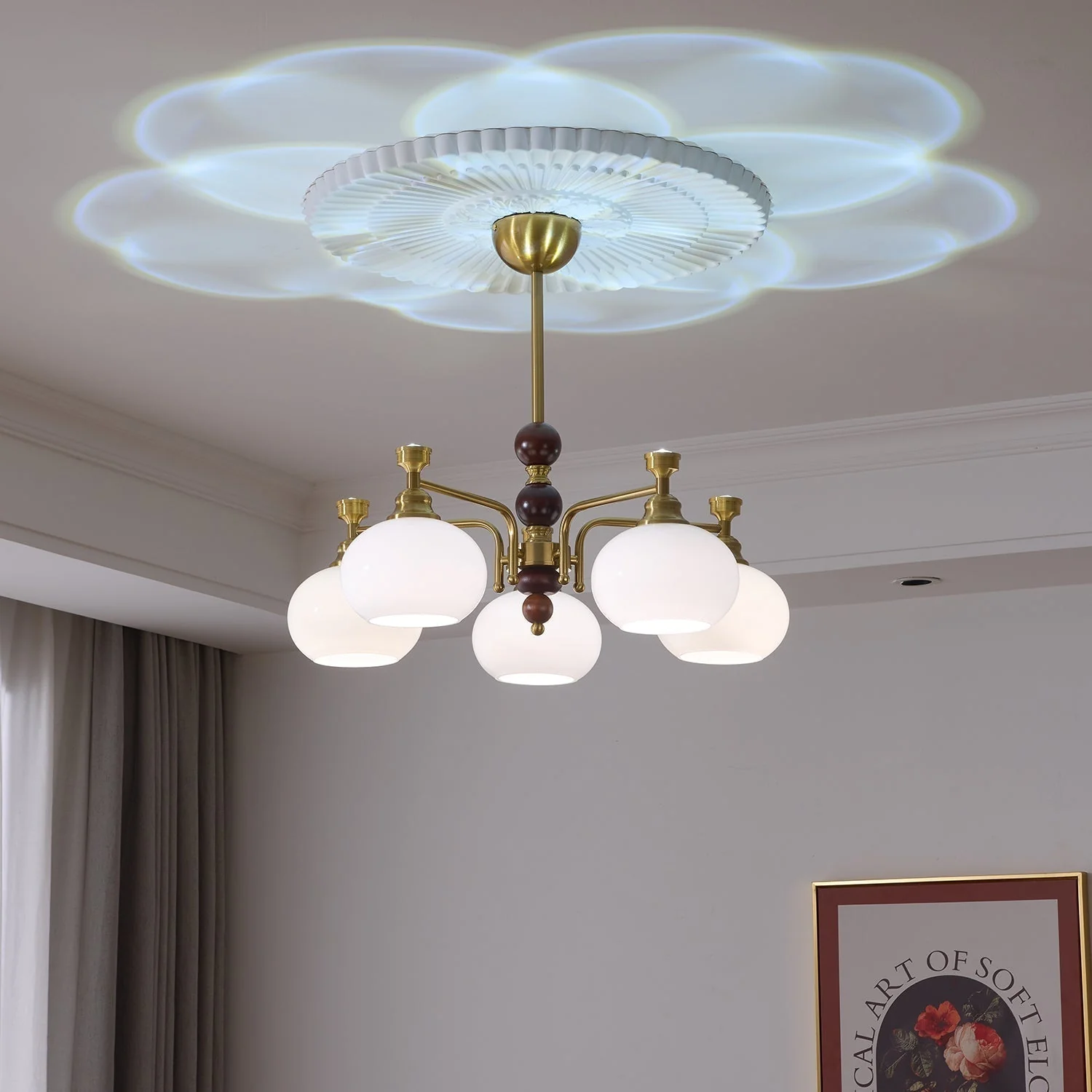Aursolos Traditional Elegance Wood Glass Chandelier - Image 24