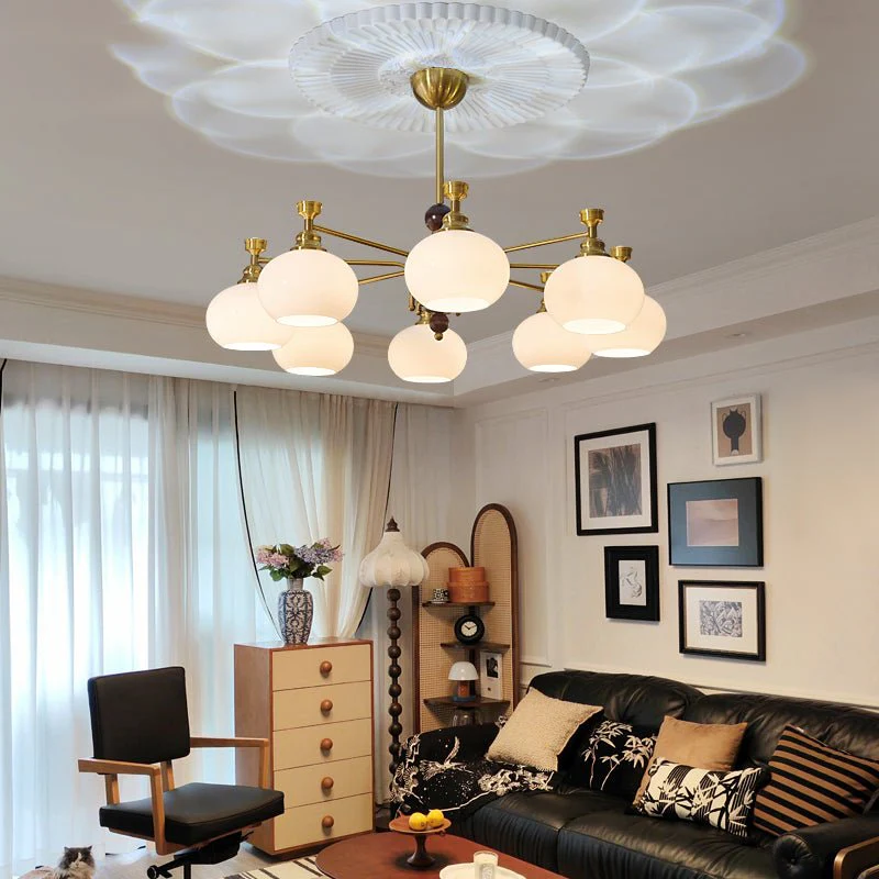 Aursolos Traditional Elegance Wood Glass Chandelier - Image 30