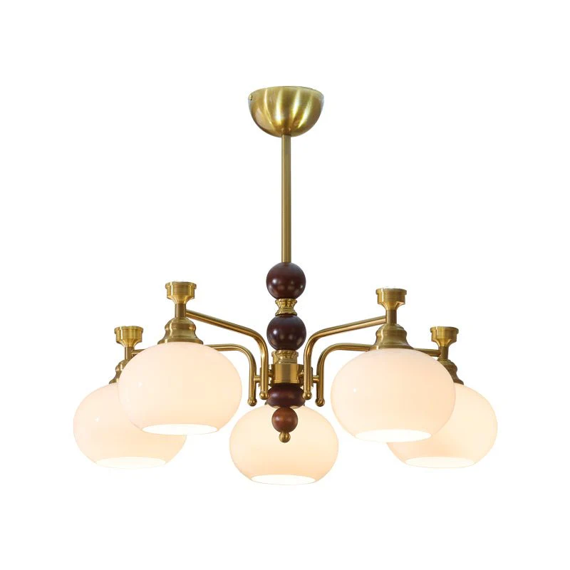 Aursolos Traditional Elegance Wood Glass Chandelier - Image 5