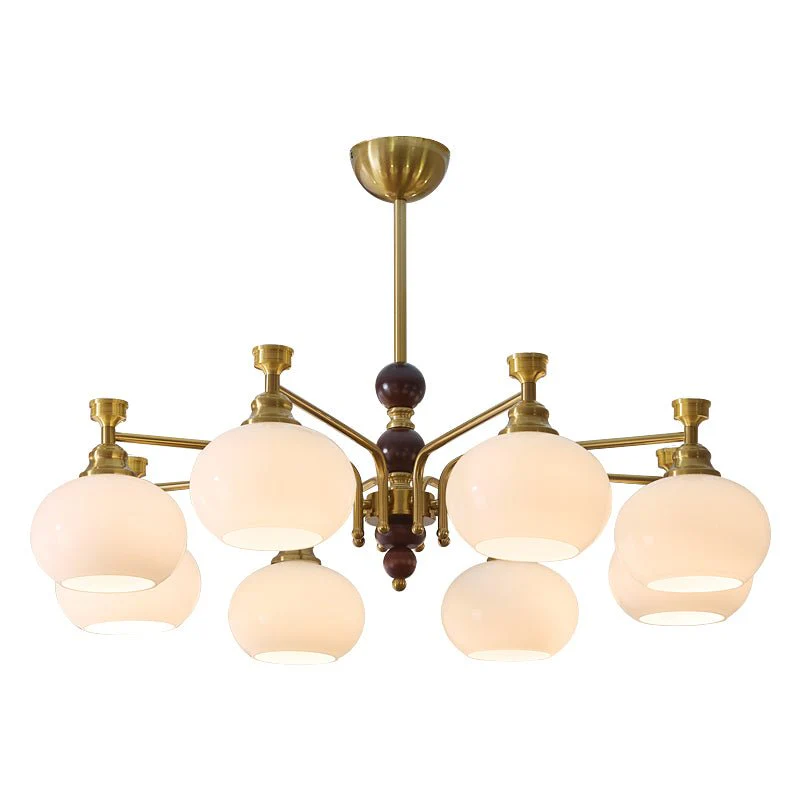 Aursolos Traditional Elegance Wood Glass Chandelier - Image 6