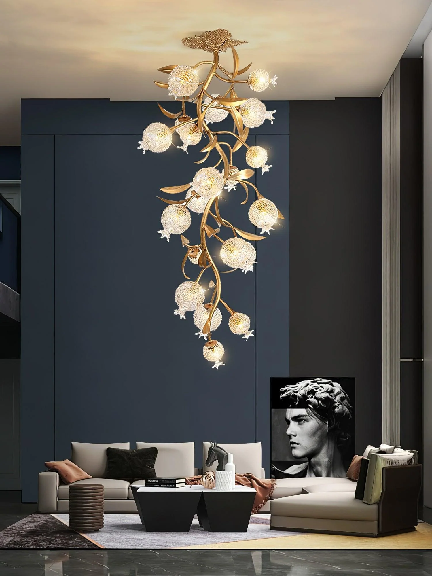 Aursorir Elegance Pomegranate Brass Glass Ceiling Lamp - Image 6