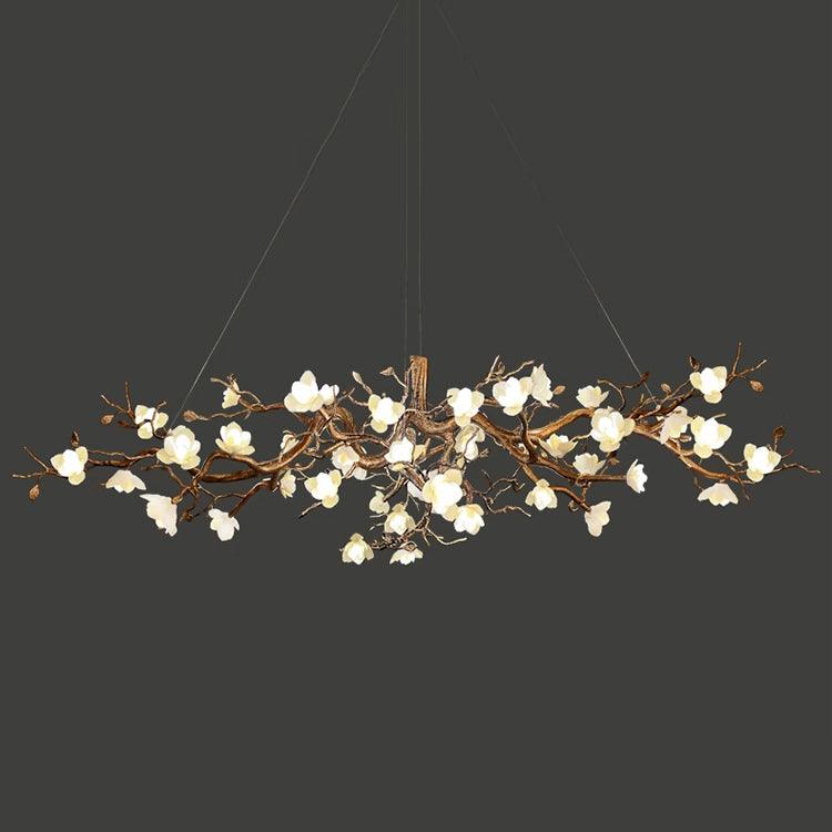 Avaros Postmodern Luxury Flower Bloom Branch Brass Ceramic Chandelier - Image 14