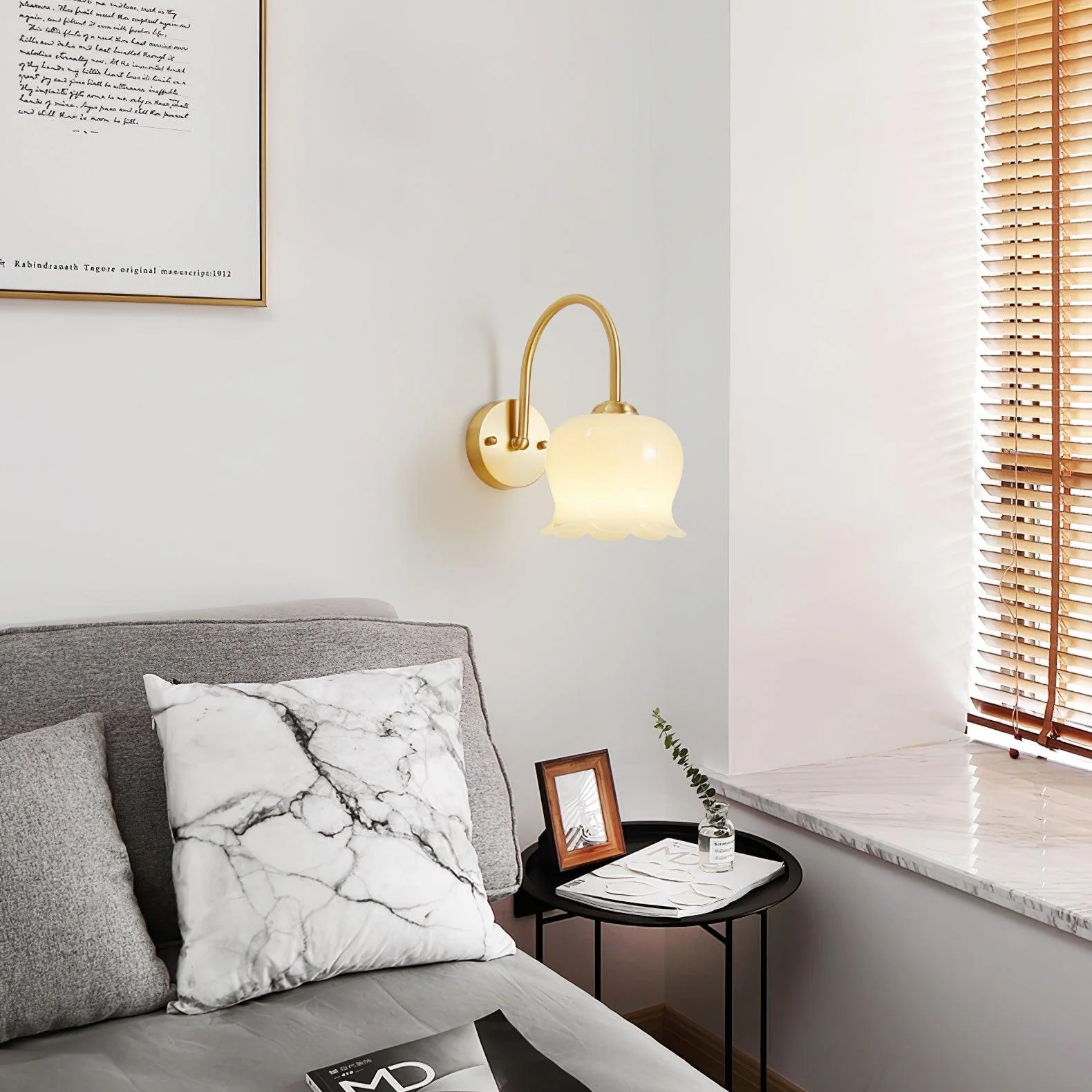 Avcarora Premium Nordic Art Brass Glass Wall Lamp - Image 24