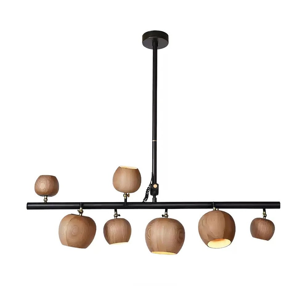 Avelira Rustic Wood Globe Linear Pendant Light - Image 28