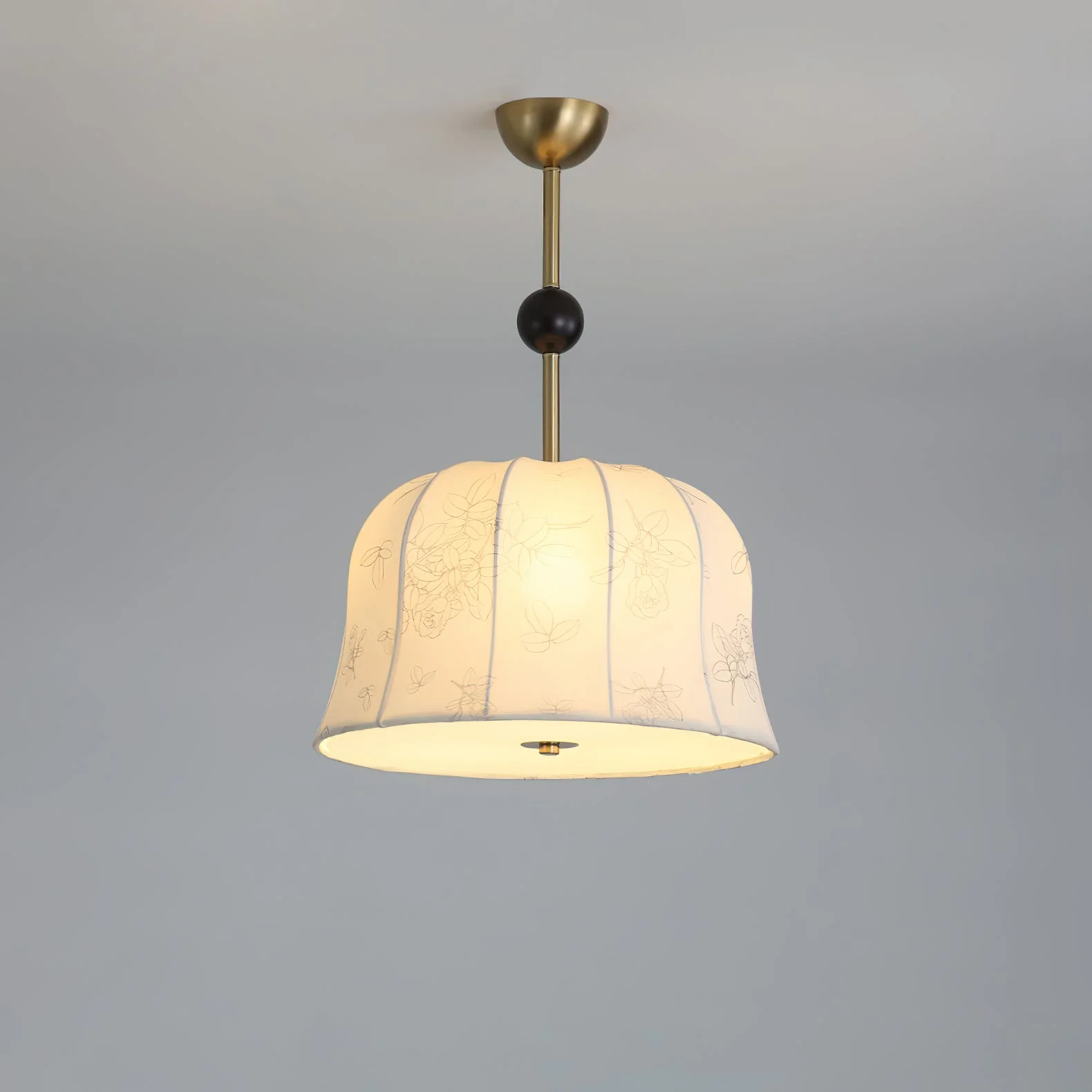 Avnoren Blossom Curve Fabric Wood Pendant Lamp - Image 12