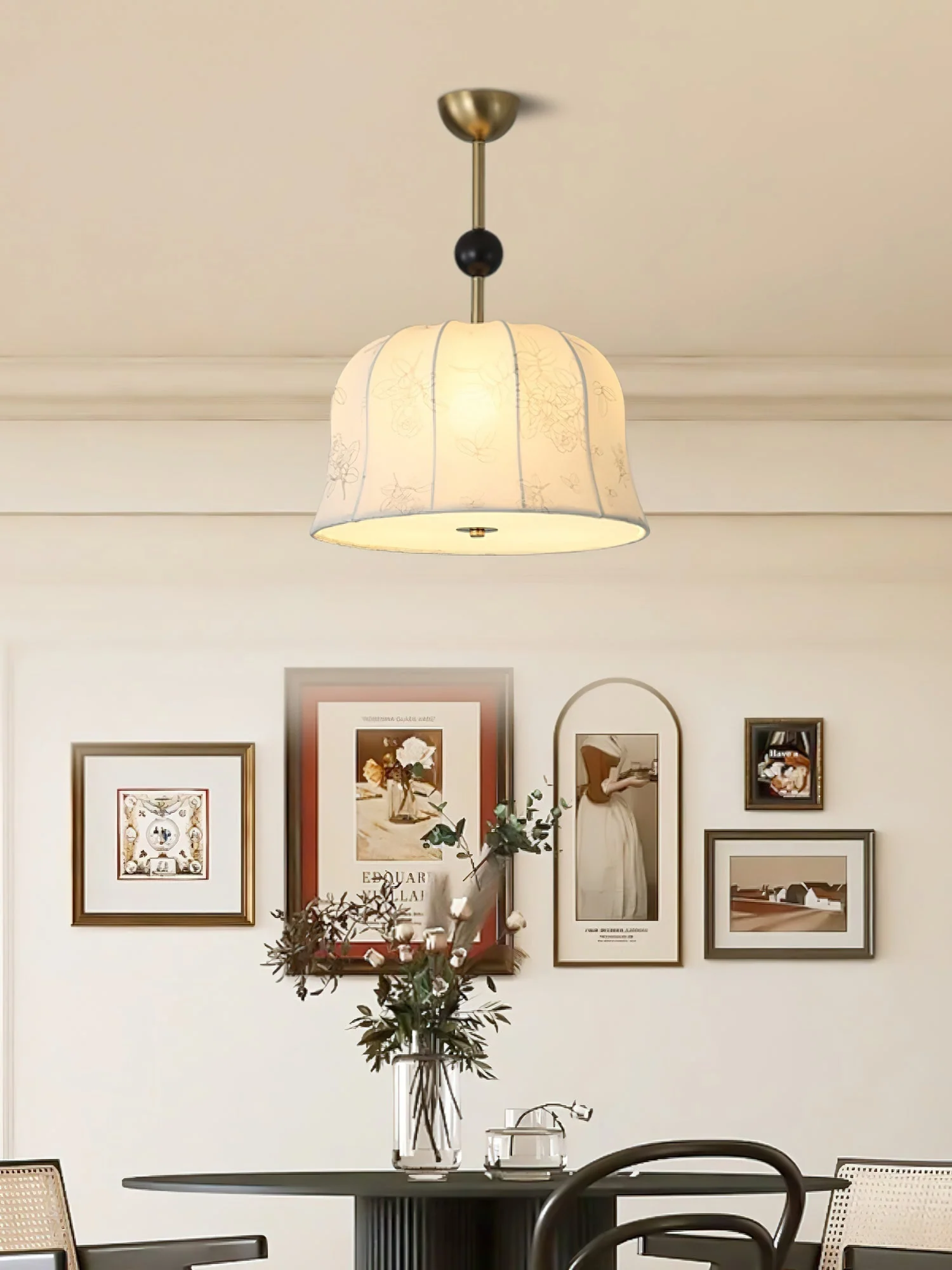 Avnoren Blossom Curve Fabric Wood Pendant Lamp - Image 2