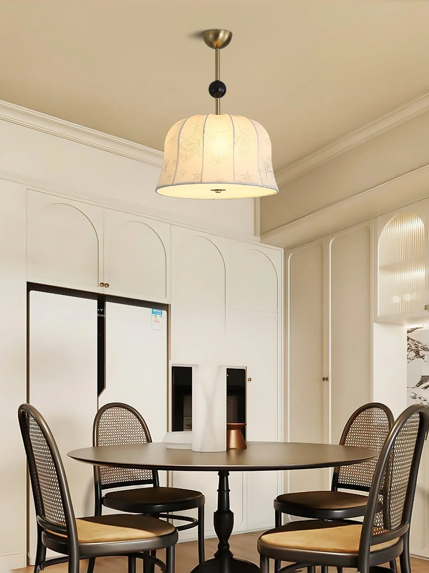 Avnoren Blossom Curve Fabric Wood Pendant Lamp - Image 3