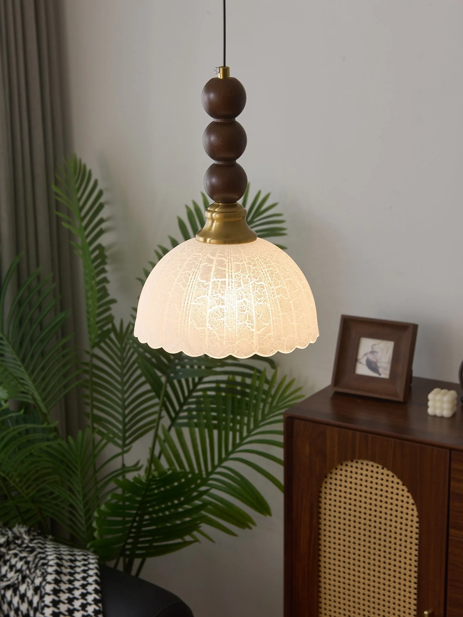 Avshaara Traditional Elegance Vintage Fabric Wood Pendant Light - Image 16