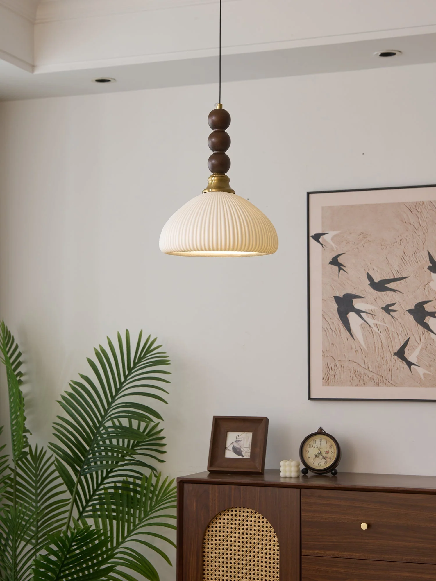 Avshaara Traditional Elegance Vintage Fabric Wood Pendant Light - Image 23