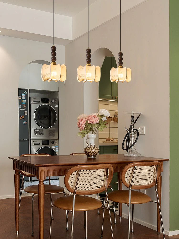 Avshaara Traditional Elegance Vintage Fabric Wood Pendant Light - Image 25