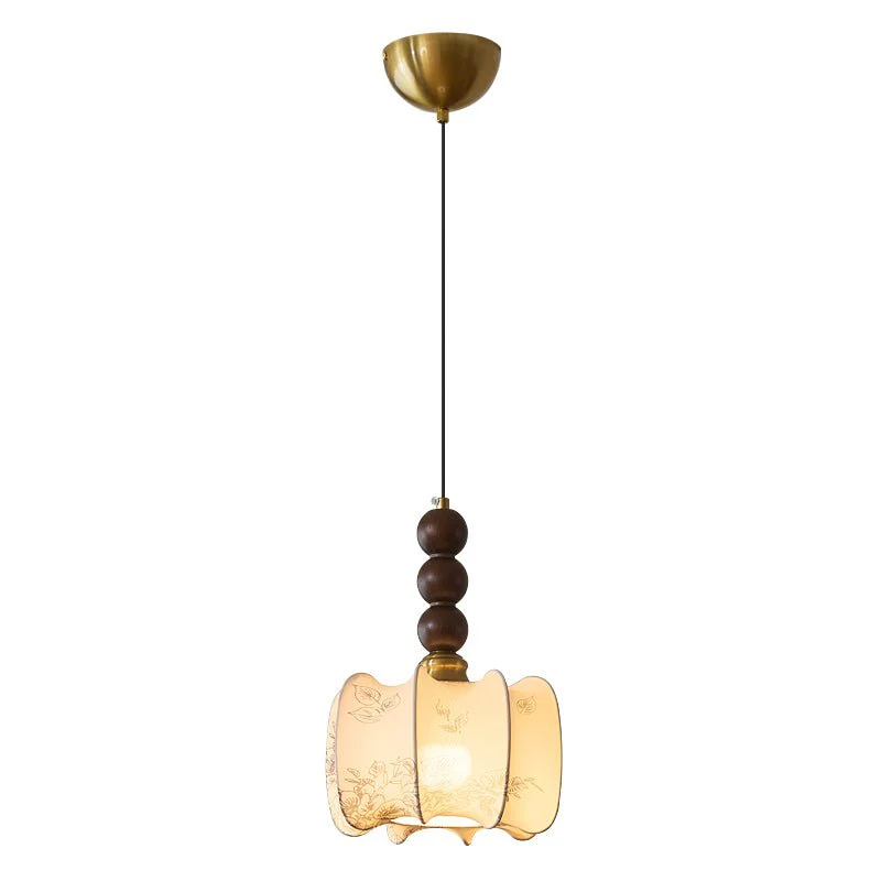 Avshaara Traditional Elegance Vintage Fabric Wood Pendant Light - Image 35
