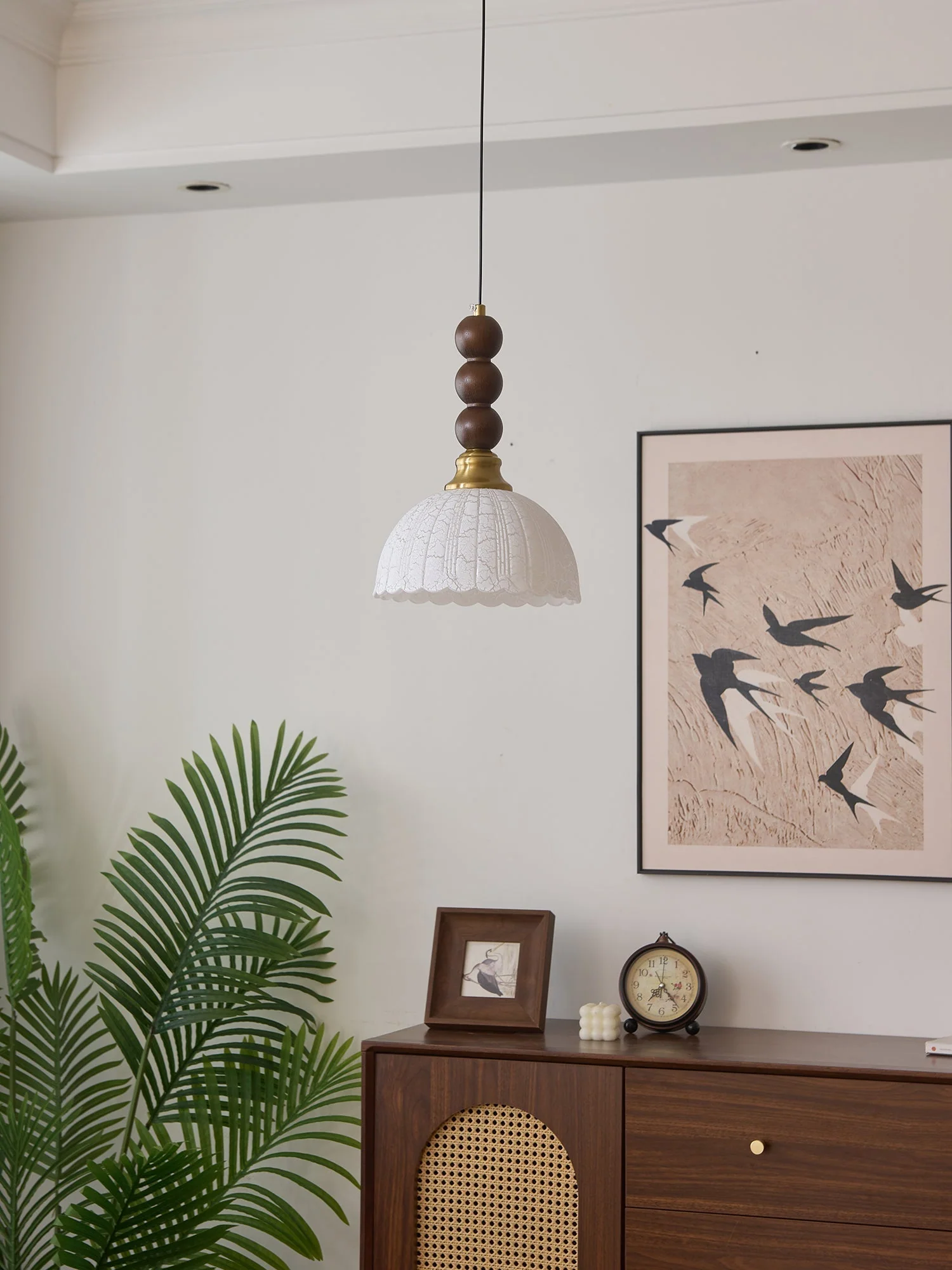 Avshaara Traditional Elegance Vintage Fabric Wood Pendant Light - Image 43