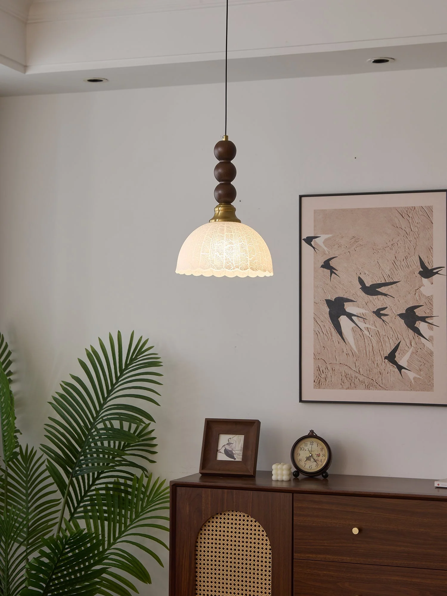 Avshaara Traditional Elegance Vintage Fabric Wood Pendant Light - Image 44