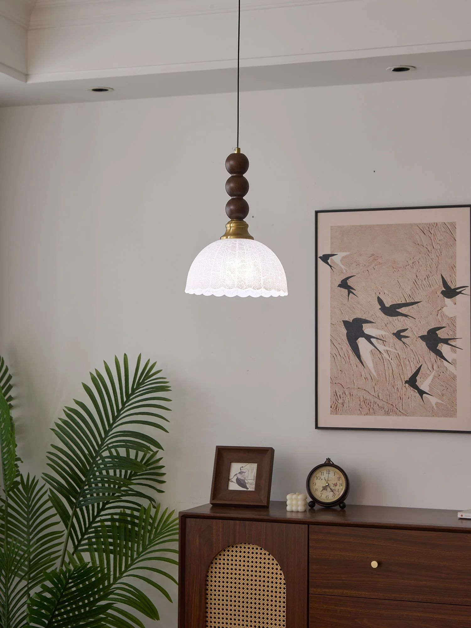 Avshaara Traditional Elegance Vintage Fabric Wood Pendant Light - Image 46