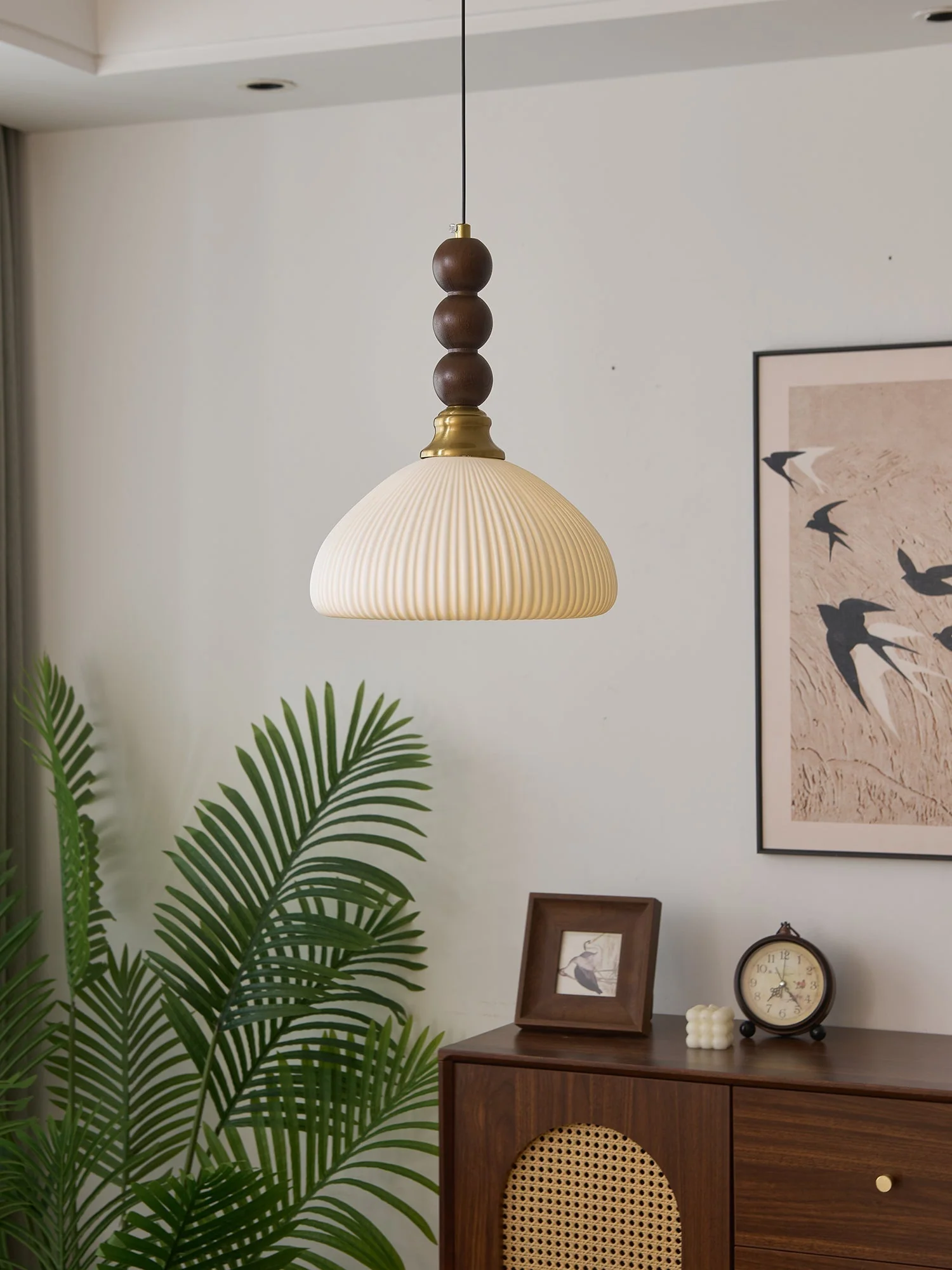 Avshaara Traditional Elegance Vintage Fabric Wood Pendant Light - Image 50
