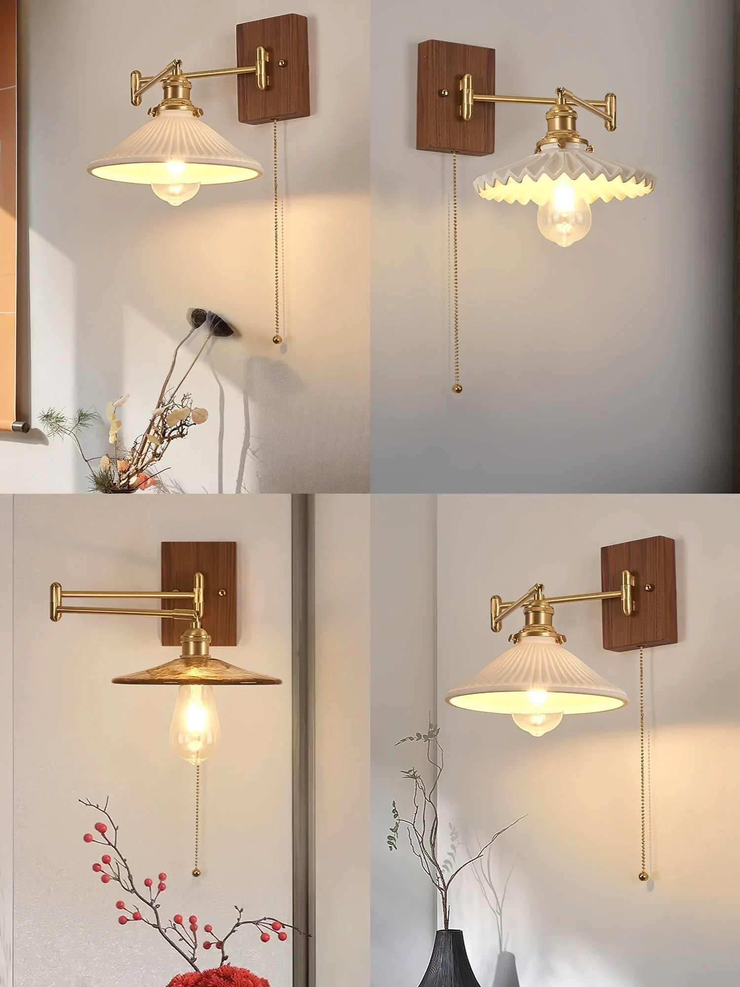 Avveleth Elegance Vintage Walnut Wall Lamp - Image 14