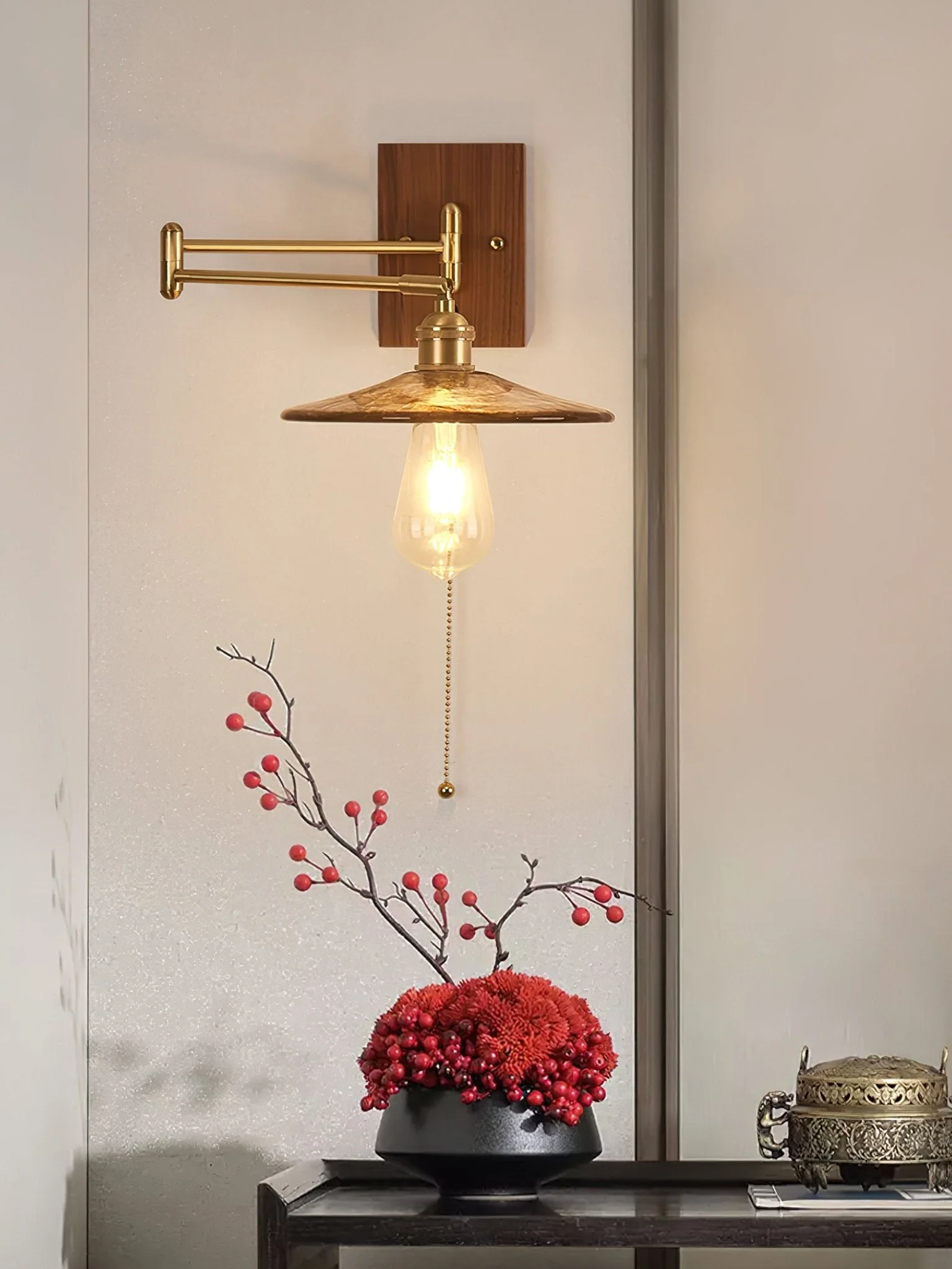 Avveleth Elegance Vintage Walnut Wall Lamp - Image 16